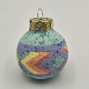 Vtg NATIVE AMERICAN NAVAJO Southwestern Style Pastel BALL ORNAMENT